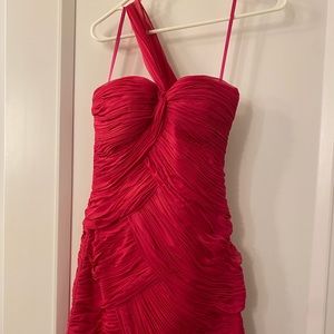 Hot Pink Evening Dress with cross shoulder strap